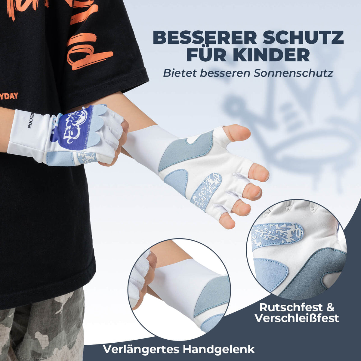 ROCKBROS Kinder Halbfinger Fingerlose Fahrradhandschuhe