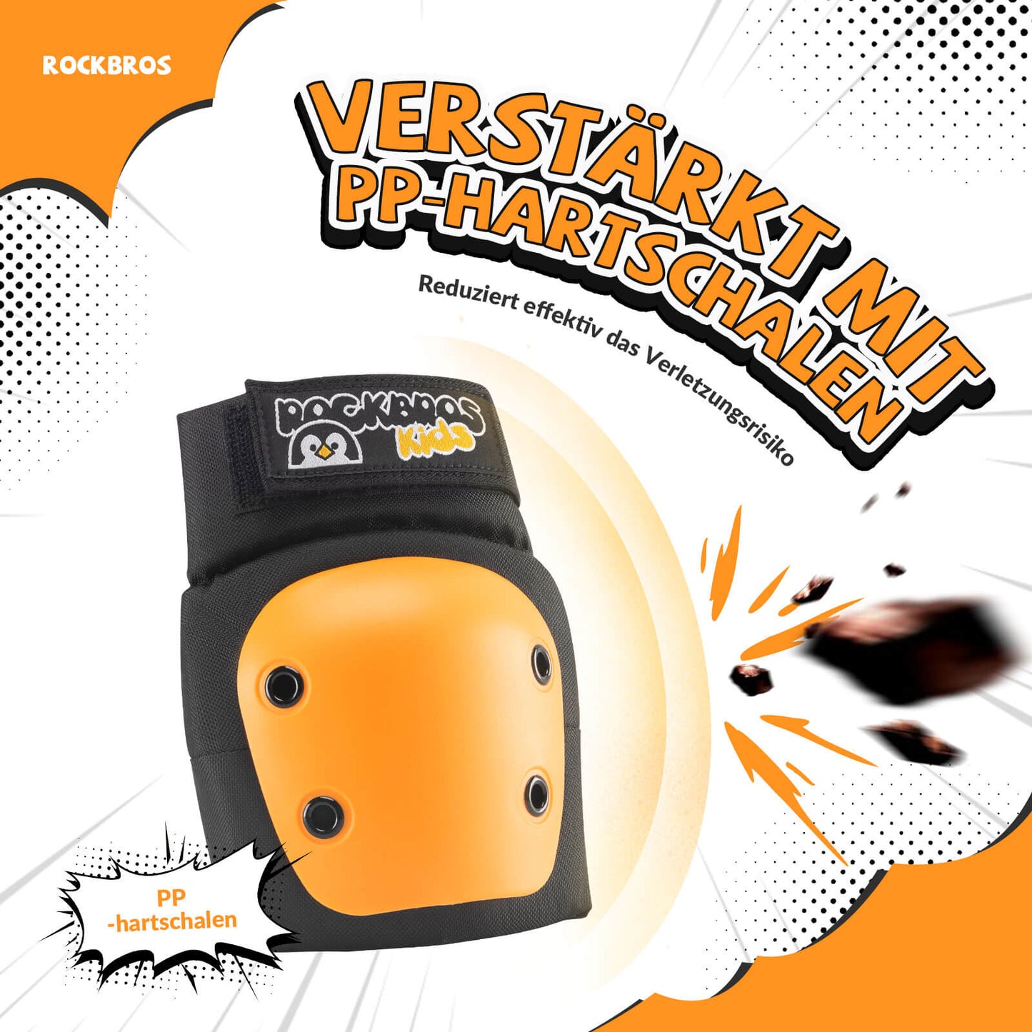 Kinder Knieschoner 6-in-1 Komfort Schoner Set Protektoren Fahrrad Sport ROCKBROS