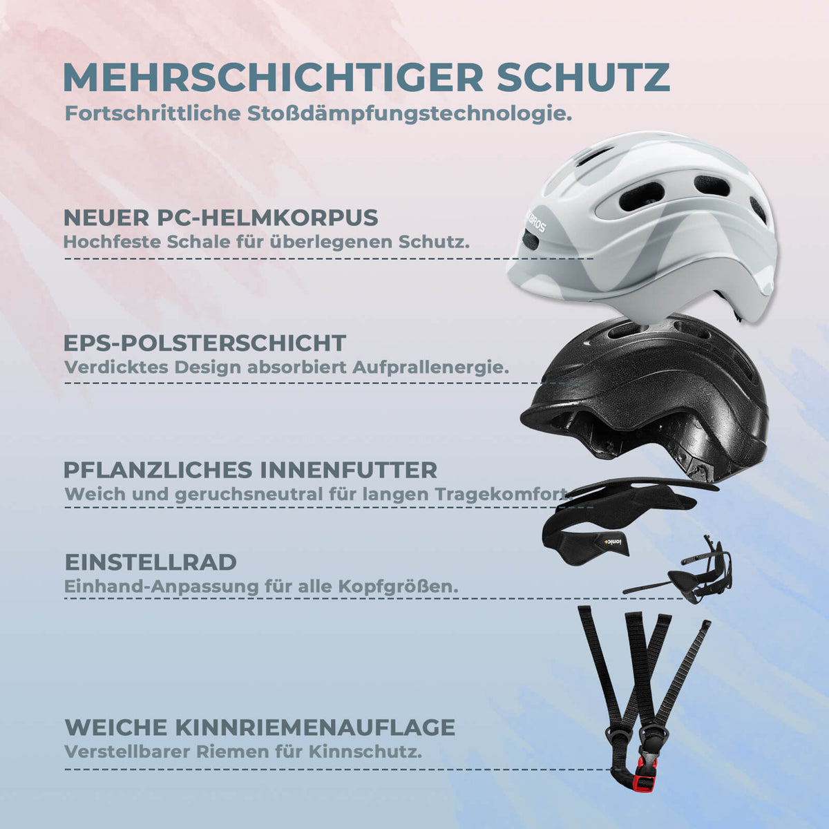 ROCKBROS Kinderhelm Rücklicht-Kompatibel 54–58 cm 6–18 Jahre