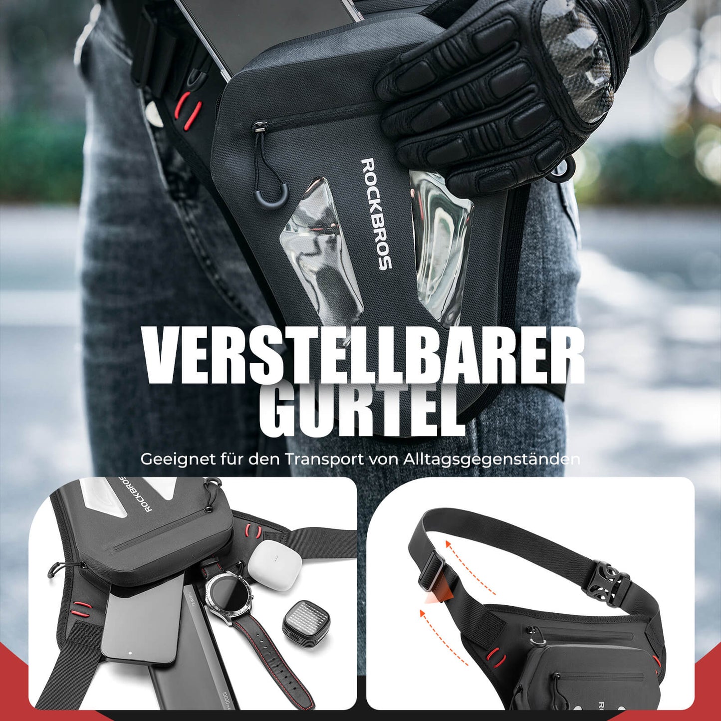 Motorrad Beintasche Beinbeutel Hüfttasche mit Schultergurte ROCKBROS