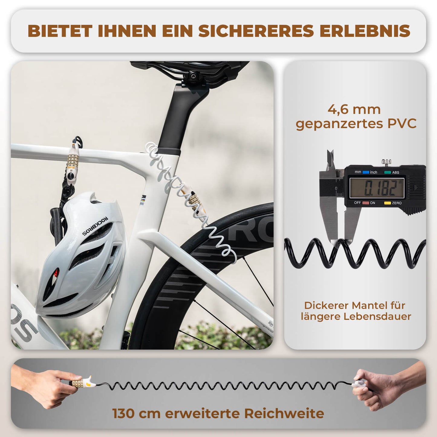 Multifunktional Fahrradschloss Kinder Zahlenschloss Helmschloss ROCKBROS