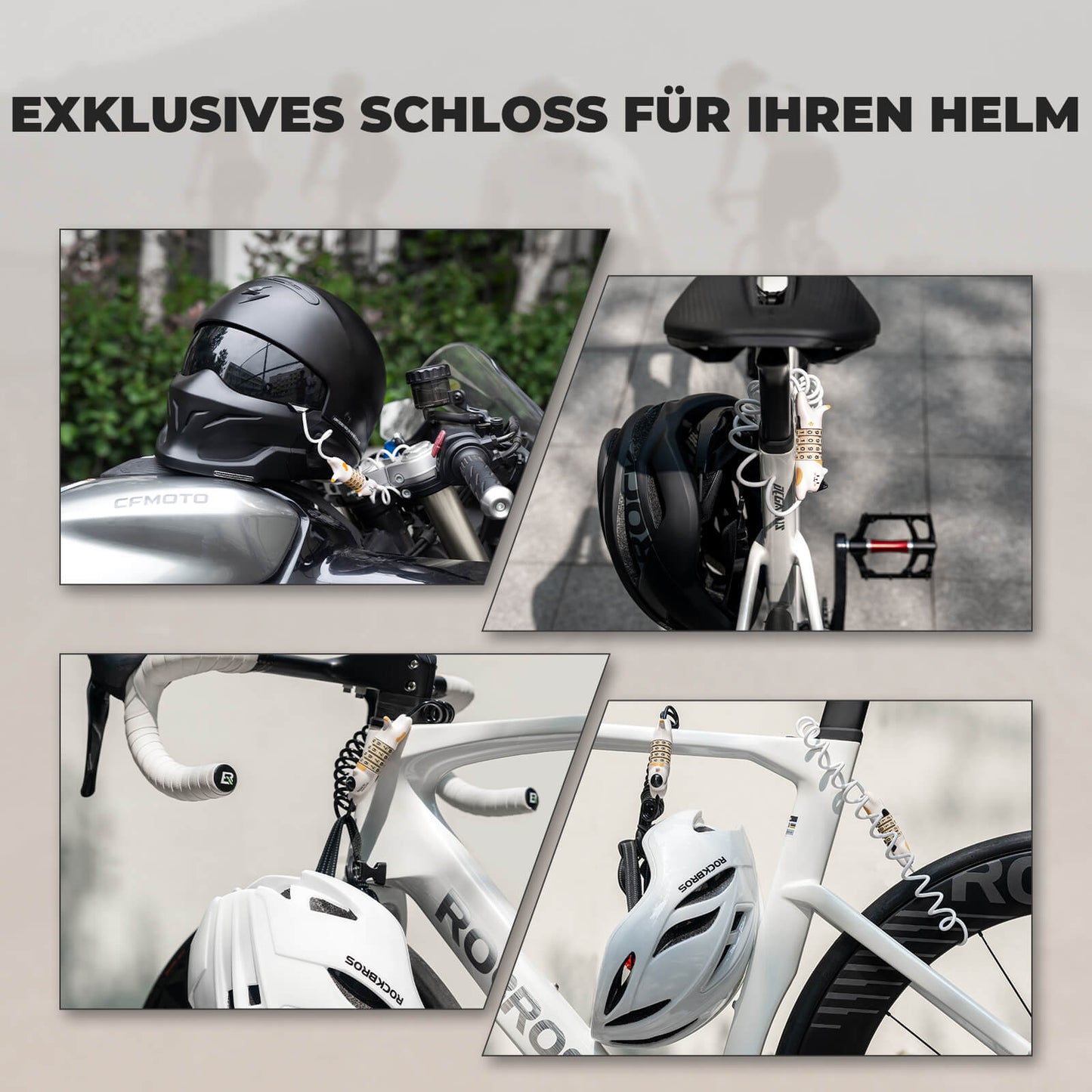 Multifunktional Fahrradschloss Kinder Zahlenschloss Helmschloss ROCKBROS