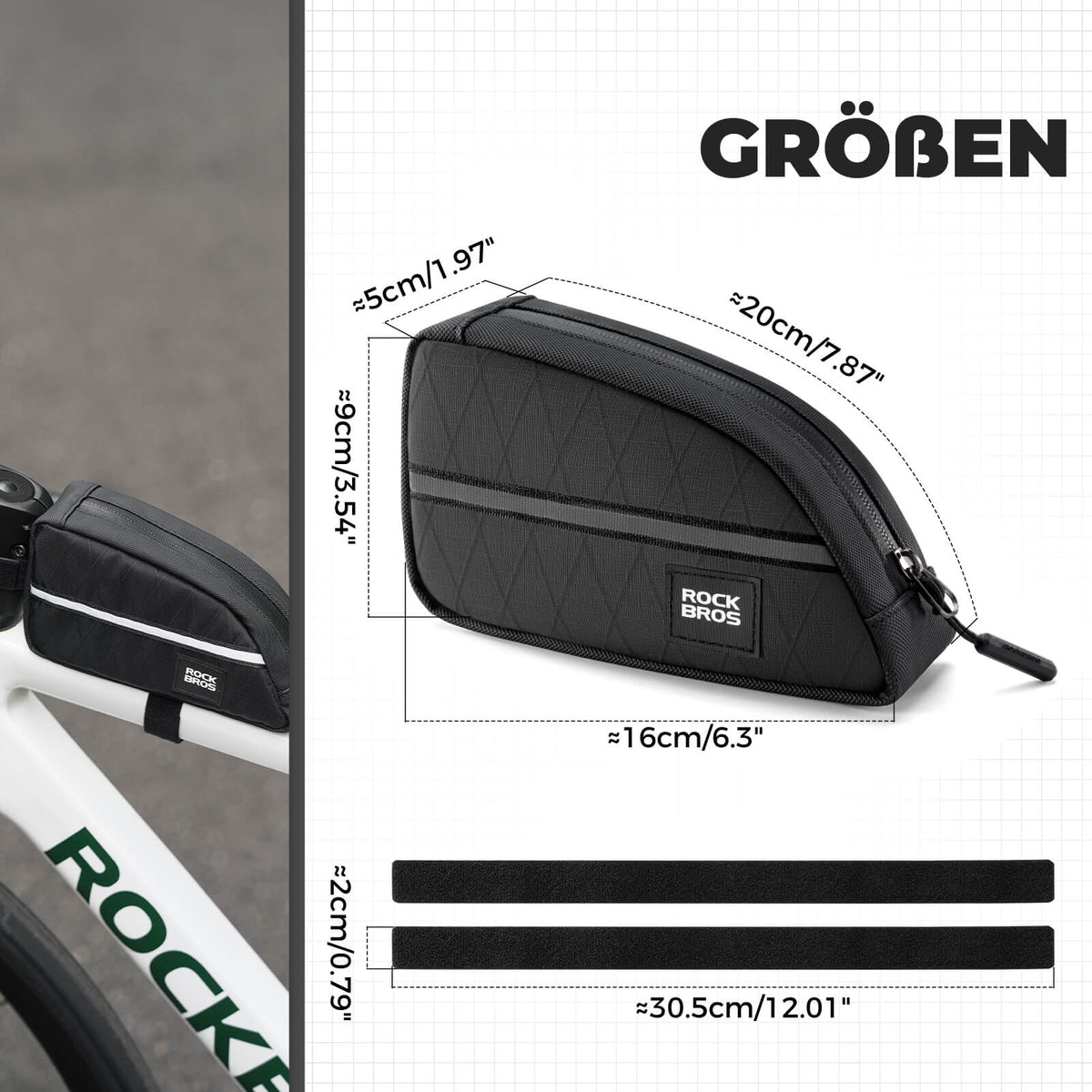 ROCKBROS Oberrohrtasche 0,8L Leicht für Klapprad Falträder