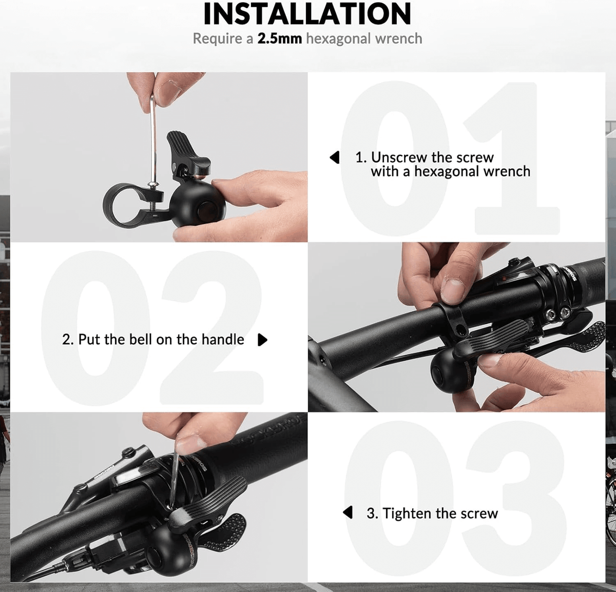 ROCKBROS Rennrad Fahrradklingel 100dB für gebogene Lenker 22,2mm