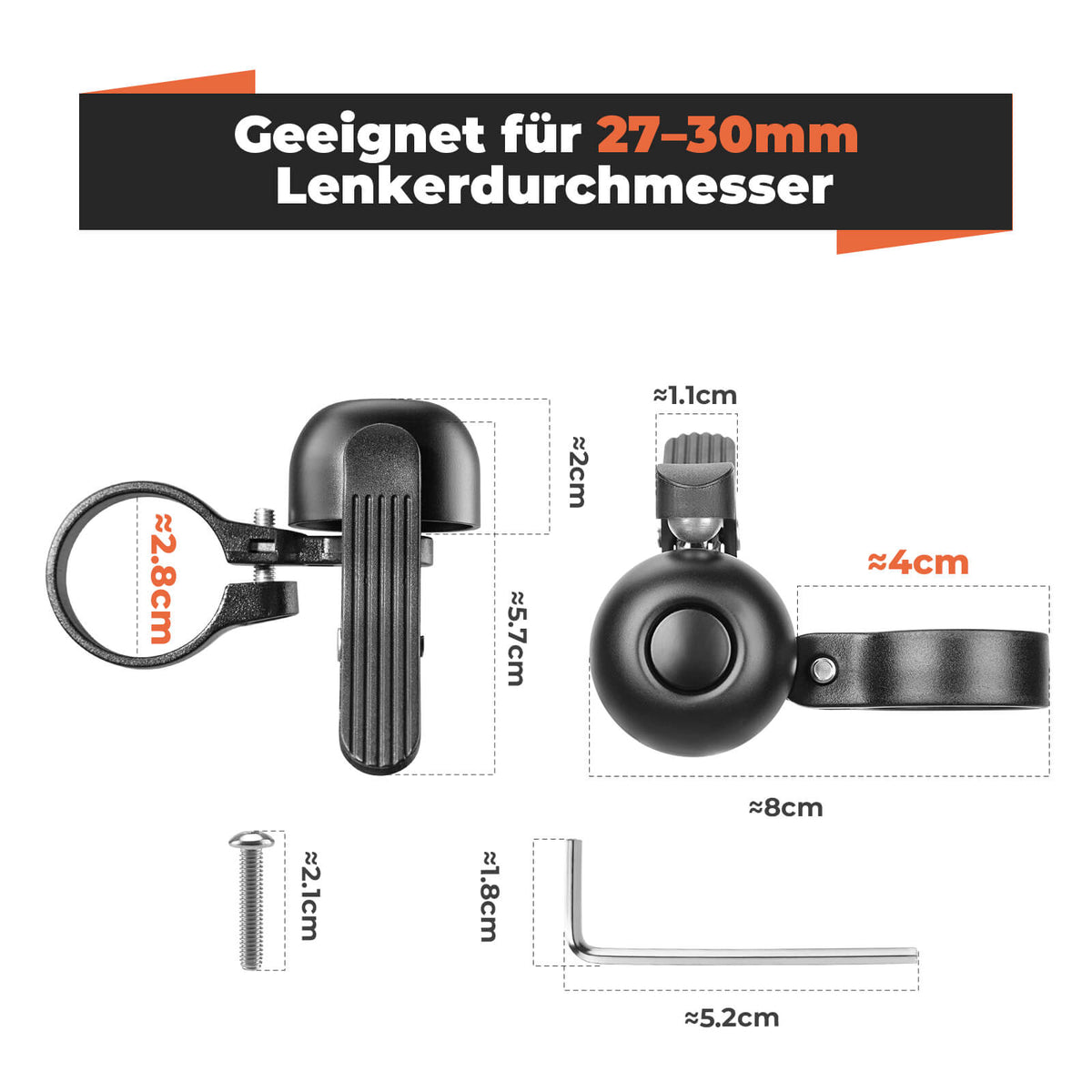 ROCKBROS Rennrad Fahrradklingel für gebogene Lenker 27-30 mm
