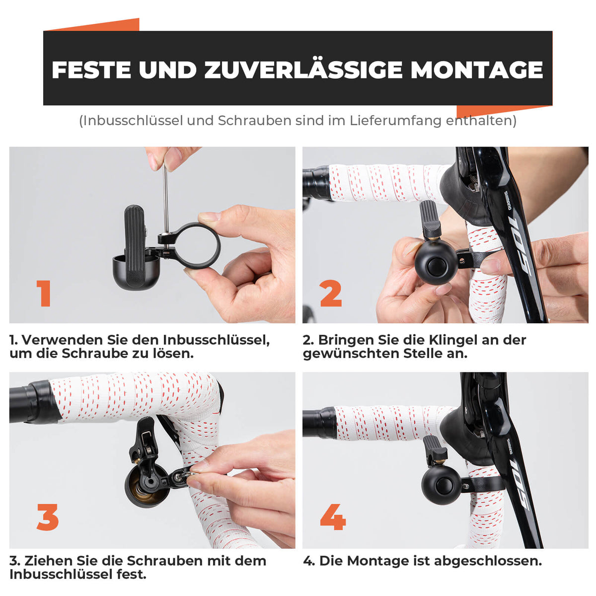 ROCKBROS Rennrad Fahrradklingel für gebogene Lenker 27-30 mm