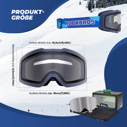 Skibrille Schneebrille Polarisierte Helmkompatible Sportbrille Skifahren ROCKBROS