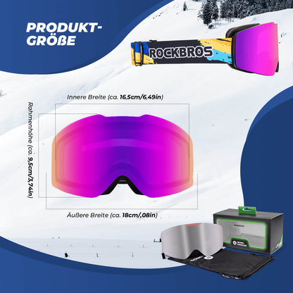 Skibrille Schneebrille Polarisierte Helmkompatible Sportbrille Skifahren ROCKBROS