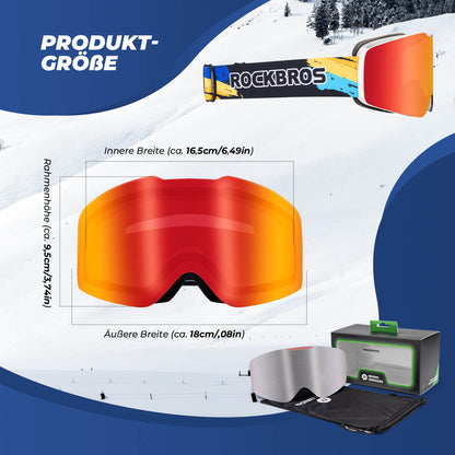 Skibrille Schneebrille Polarisierte Helmkompatible Sportbrille Skifahren ROCKBROS