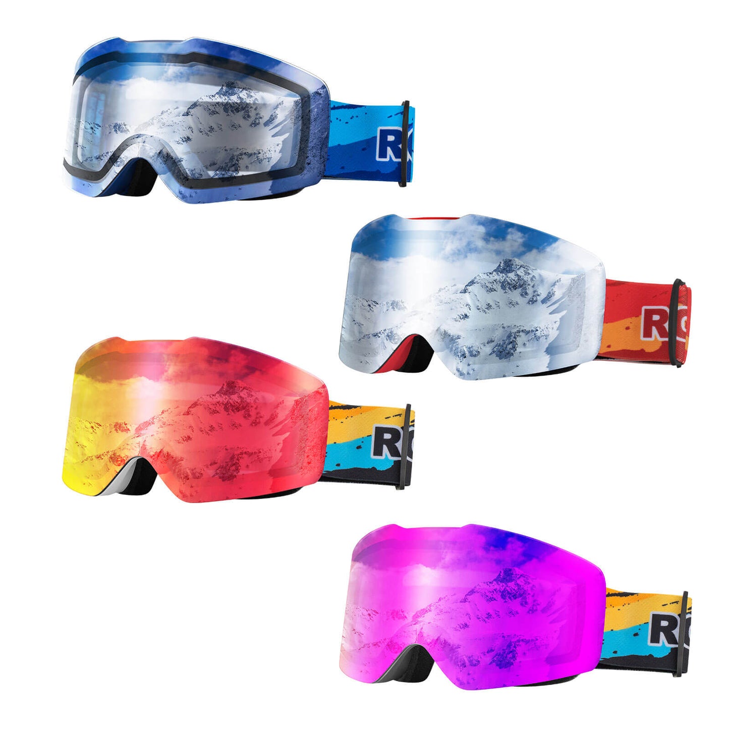 Skibrille Schneebrille Polarisierte Helmkompatible Sportbrille Skifahren ROCKBROS