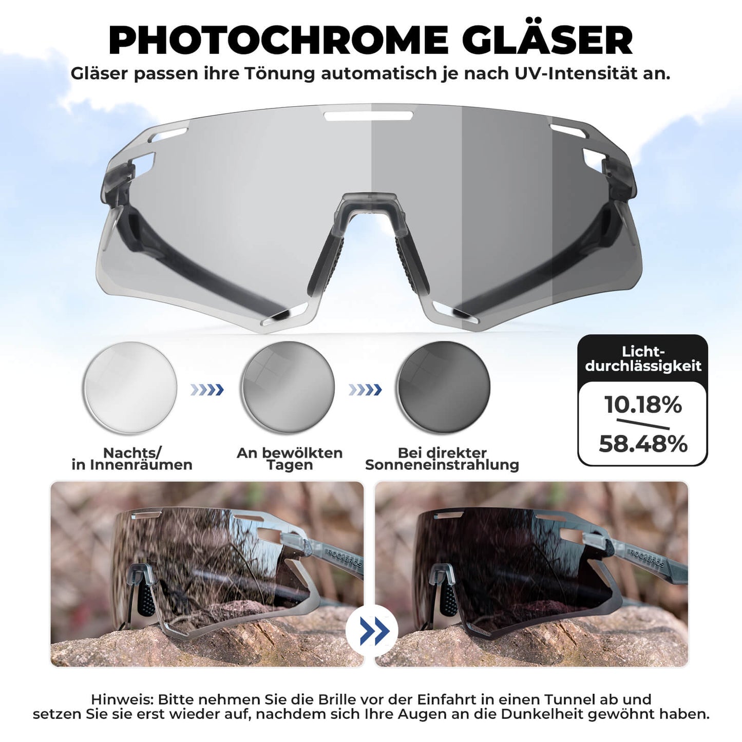 Sonnenbrille Winddichte Fahrradbrille für Outdoor-Sportarten ROCKBROS