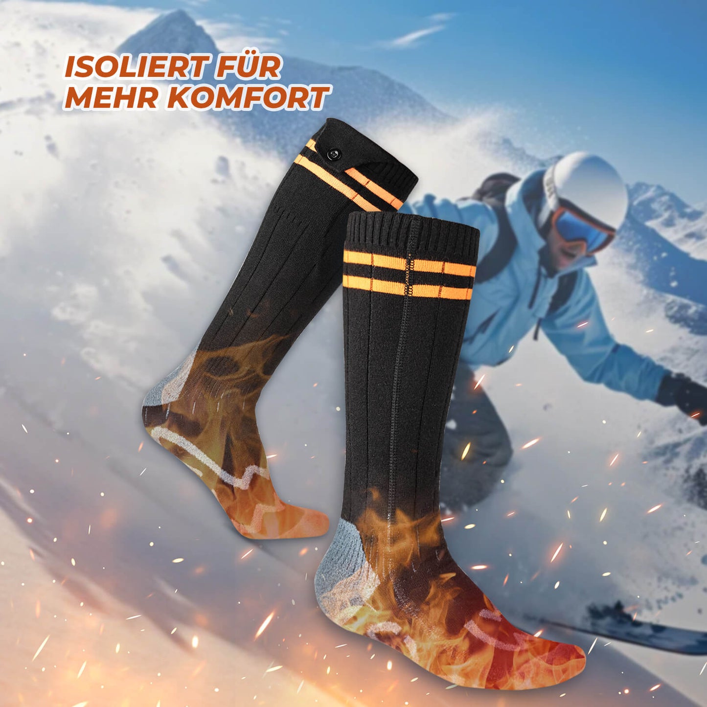 Sportsocken Fahrradsocken Winter Heizsocken Wiederaufladbar 5000mAh ROCKBROS