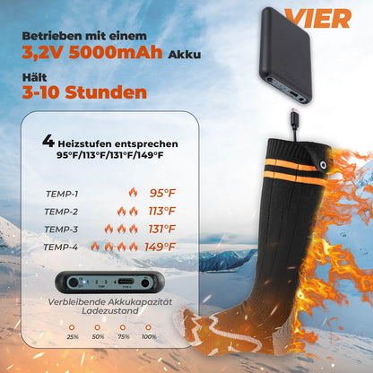 Sportsocken Fahrradsocken Winter Heizsocken Wiederaufladbar 5000mAh ROCKBROS