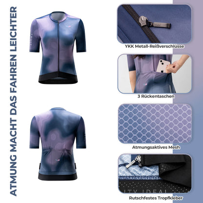 TVI Damen Kurzarm-Radtrikot Sommer Schnelltrocknend mit 3 Taschen ROCKBROS