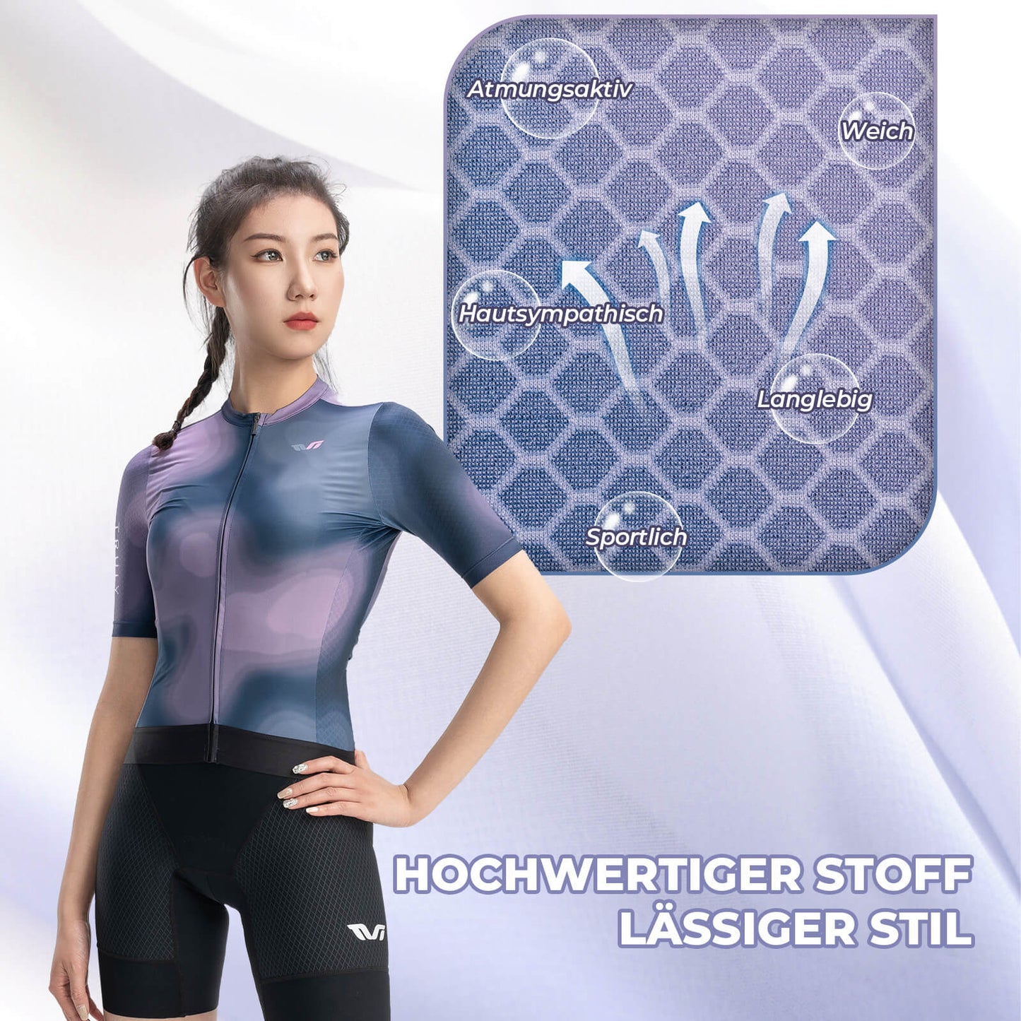 TVI Damen Kurzarm-Radtrikot Sommer Schnelltrocknend mit 3 Taschen ROCKBROS