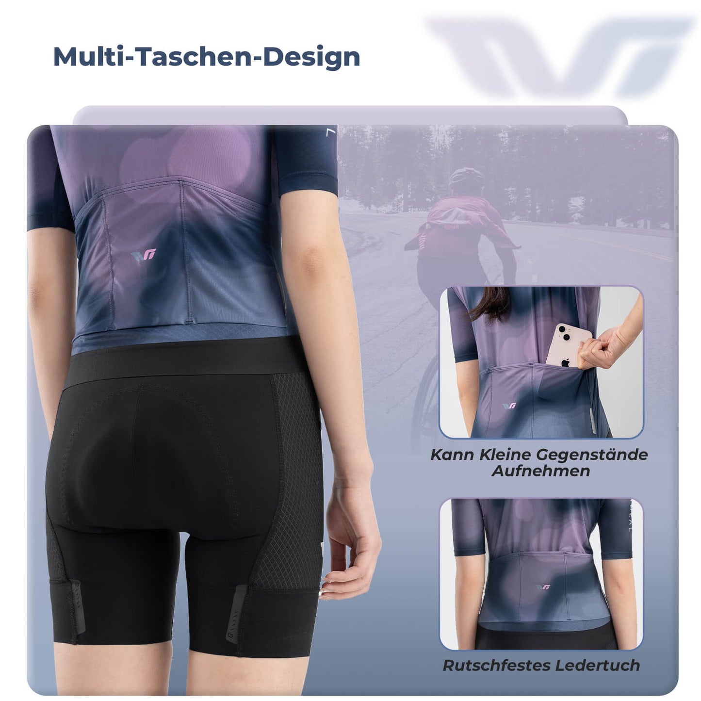 TVI Damen Kurzarm-Radtrikot Sommer Schnelltrocknend mit 3 Taschen ROCKBROS