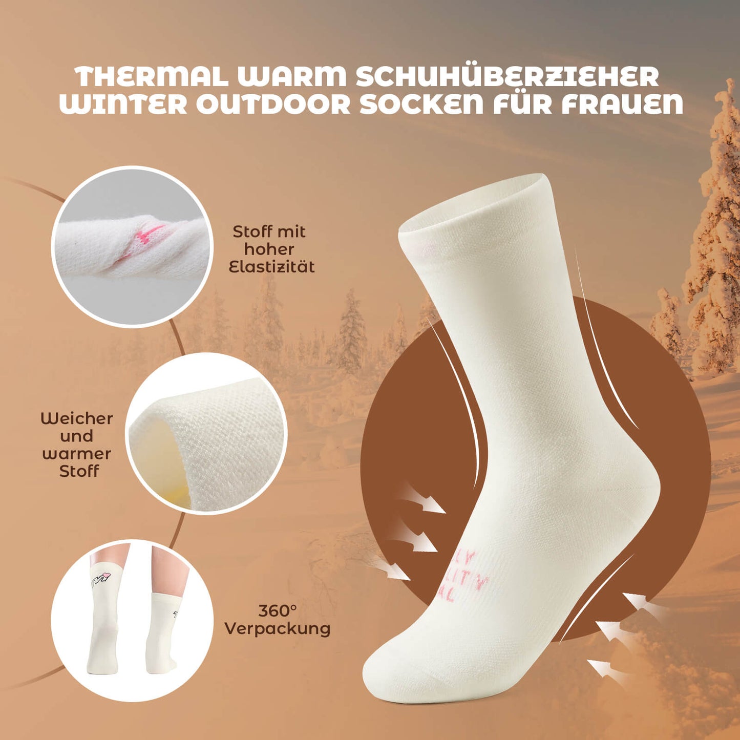 TVI Damen Sportsocken Atmungsaktive Fahrradsocken Winter ROCKBROS