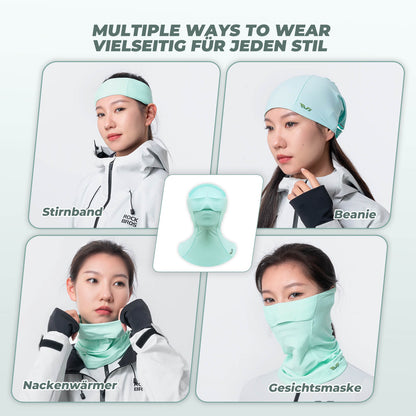 TVI Damen Sturmhaube Balaclava mit Pferdeschwanz-Öffnung Warm Grün ROCKBROS