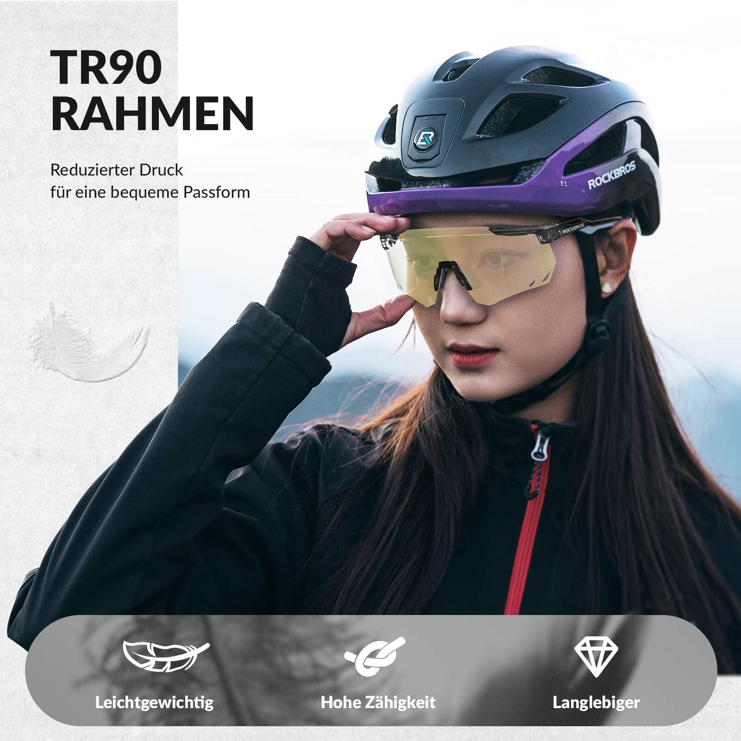 Ultraleicht Fahrradbrille Selbsttönende Sonnenbrille mit UV400-Schutz ROCKBROS