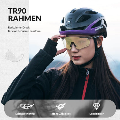 Ultraleicht Fahrradbrille Selbsttönende Sonnenbrille mit UV400-Schutz ROCKBROS
