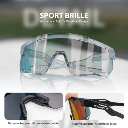 Ultraleicht Fahrradbrille Selbsttönende Sonnenbrille mit UV400-Schutz ROCKBROS