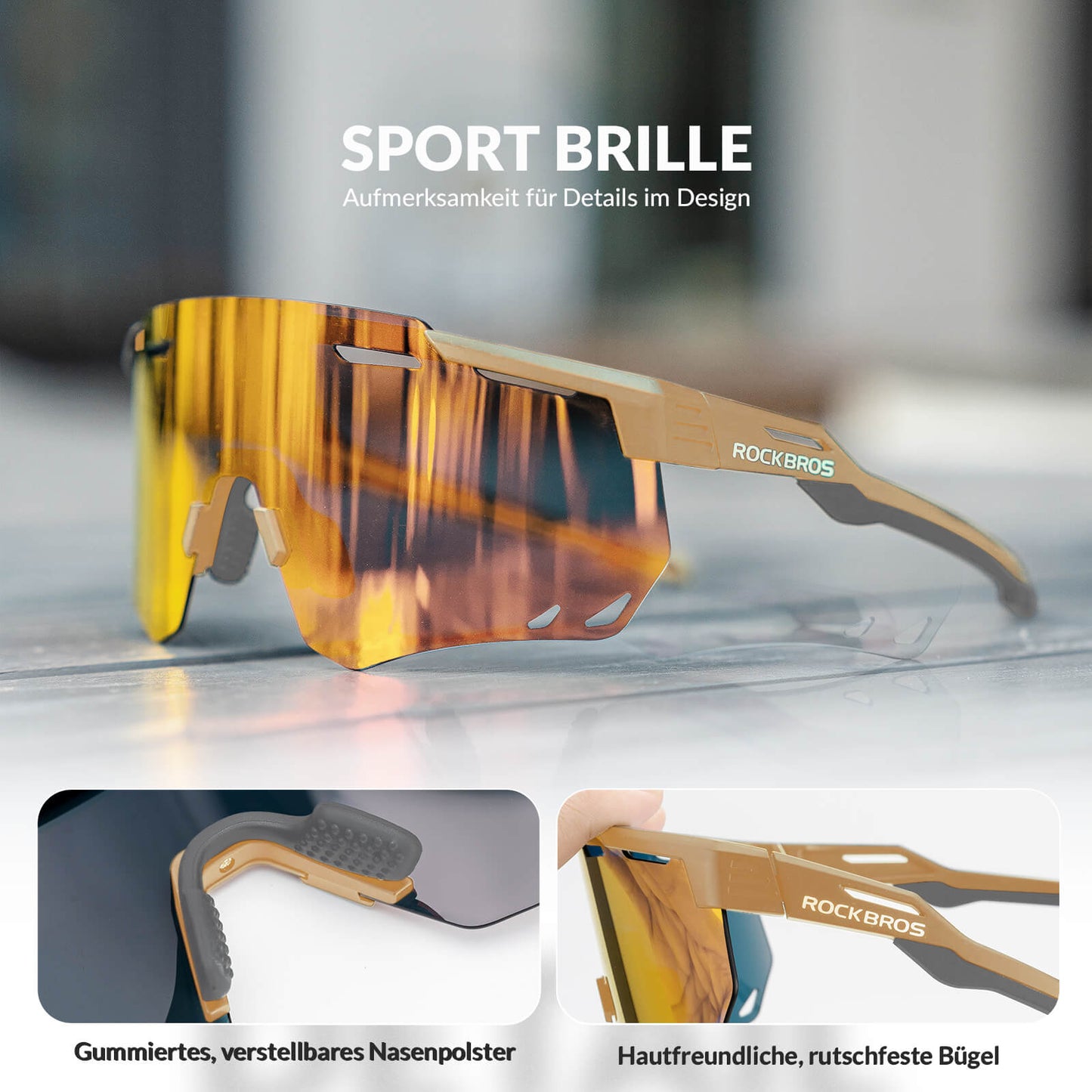 Ultraleicht Fahrradbrille Selbsttönende Sonnenbrille mit UV400-Schutz ROCKBROS