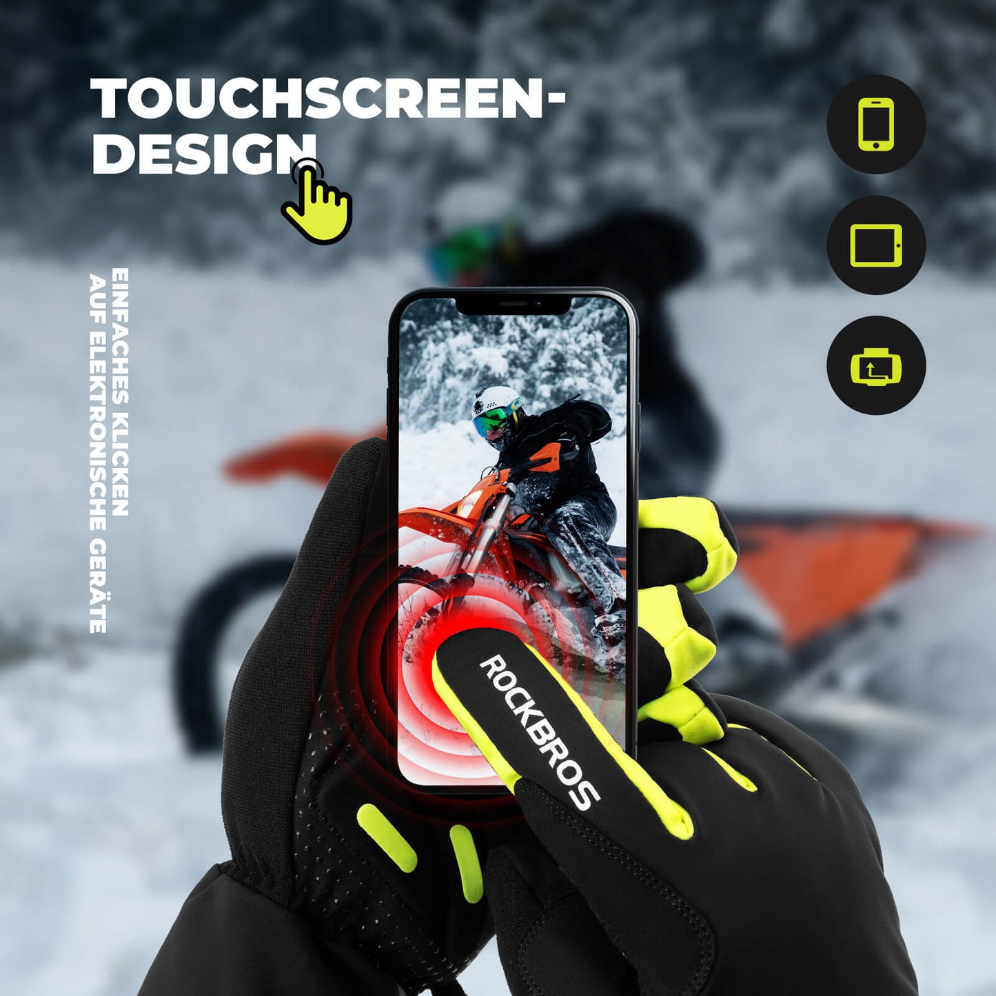 Winter Beheizte Fahrradhandschuhe Touchscreen Handschuhe M-2XL ROCKBROS