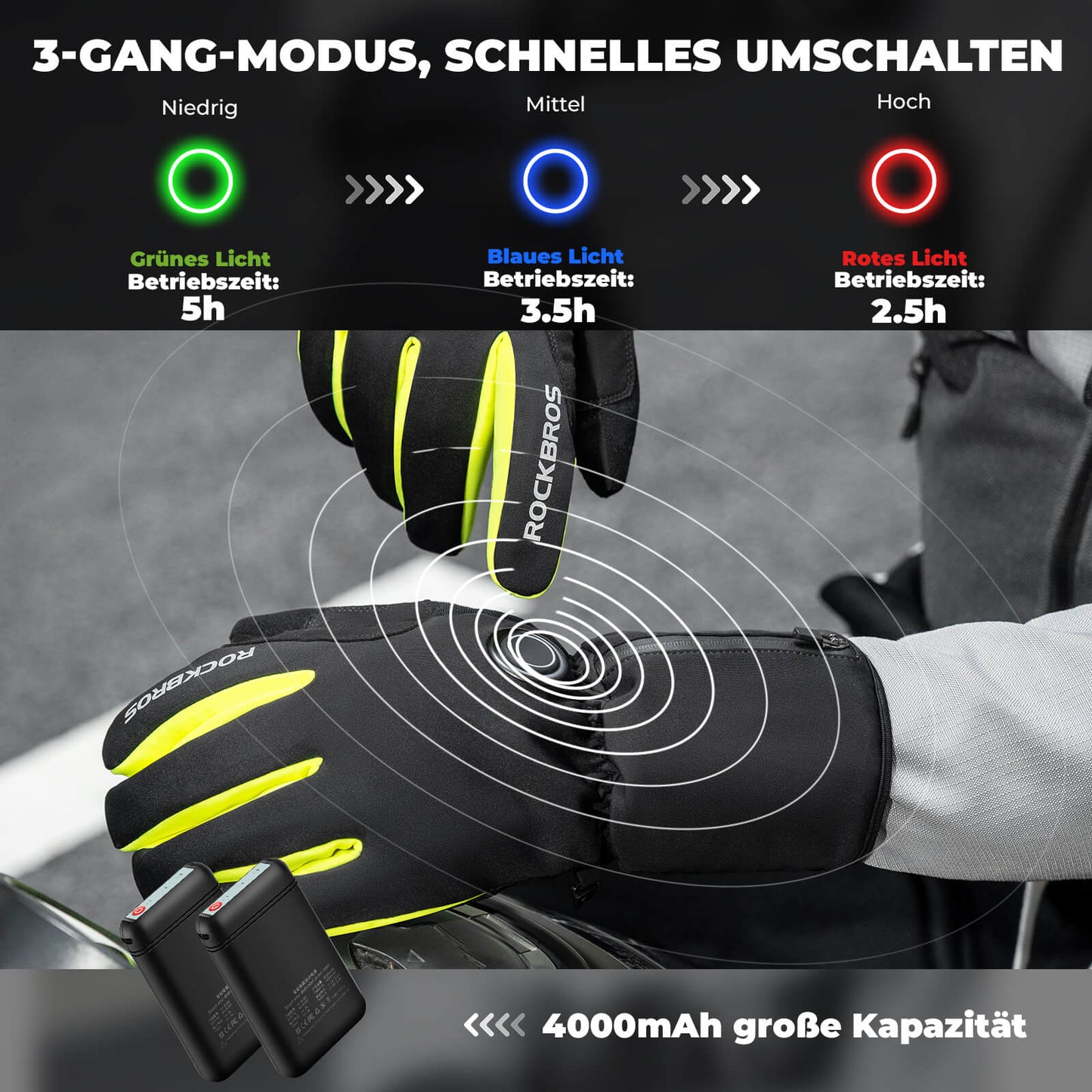Winter Beheizte Fahrradhandschuhe Touchscreen Handschuhe M-2XL ROCKBROS