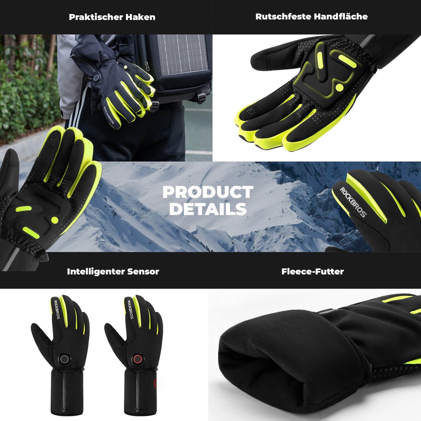 Winter Beheizte Fahrradhandschuhe Touchscreen Handschuhe M-2XL ROCKBROS