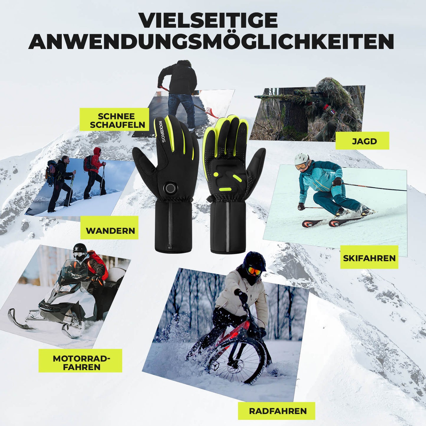 Winter Beheizte Fahrradhandschuhe Touchscreen Handschuhe M-2XL ROCKBROS