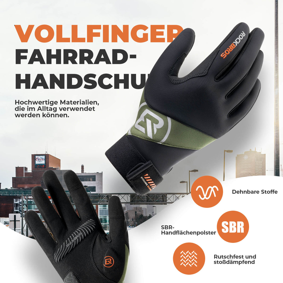 ROCKBROS Herbst Fahrradhandschuhe Touchscreen-fähig