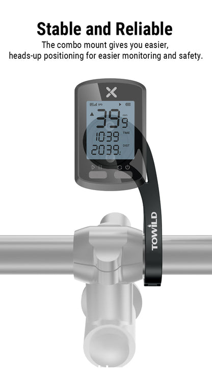 TOWILD AS90 Verlängerungshalterung für Fahrradlicht für GoPro GARMIN XOSS iGPSport