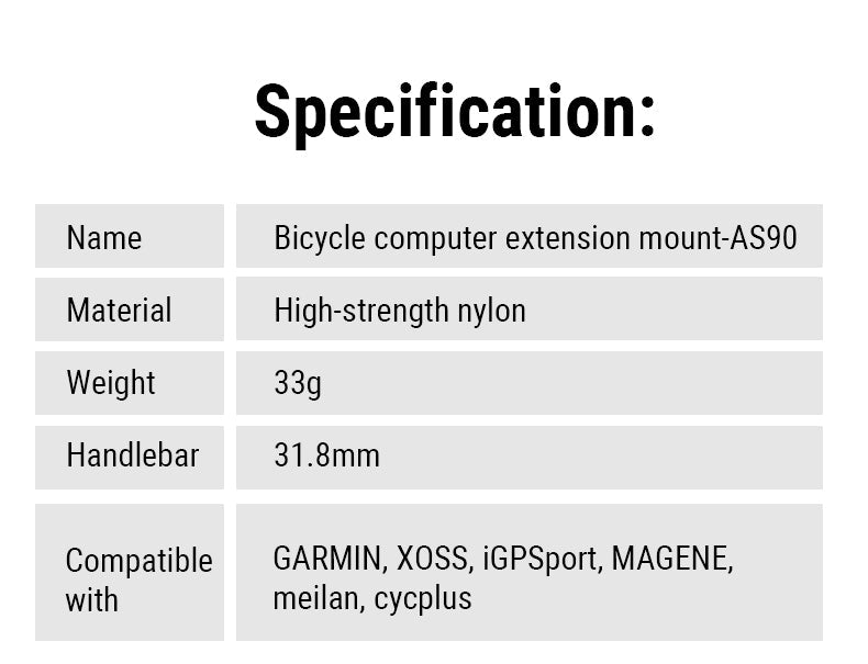 TOWILD AS90 Verlängerungshalterung für Fahrradlicht für GoPro GARMIN XOSS iGPSport