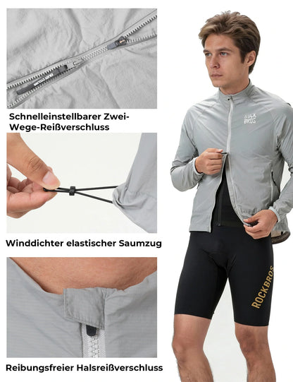 ROCKBROS Winddichte Fahrradjacke, Leichte Atmungsaktive Schnelltrocknende Windbreaker, Faltbare