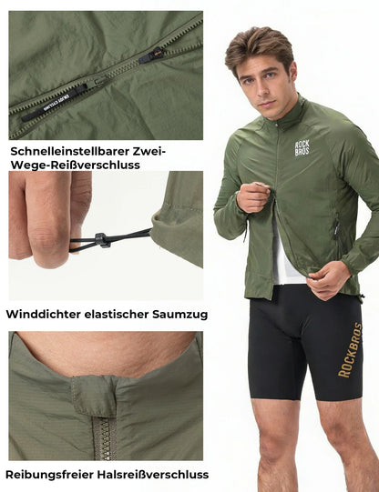 ROCKBROS Winddichte Fahrradjacke, Leichte Atmungsaktive Schnelltrocknende Windbreaker, Faltbare