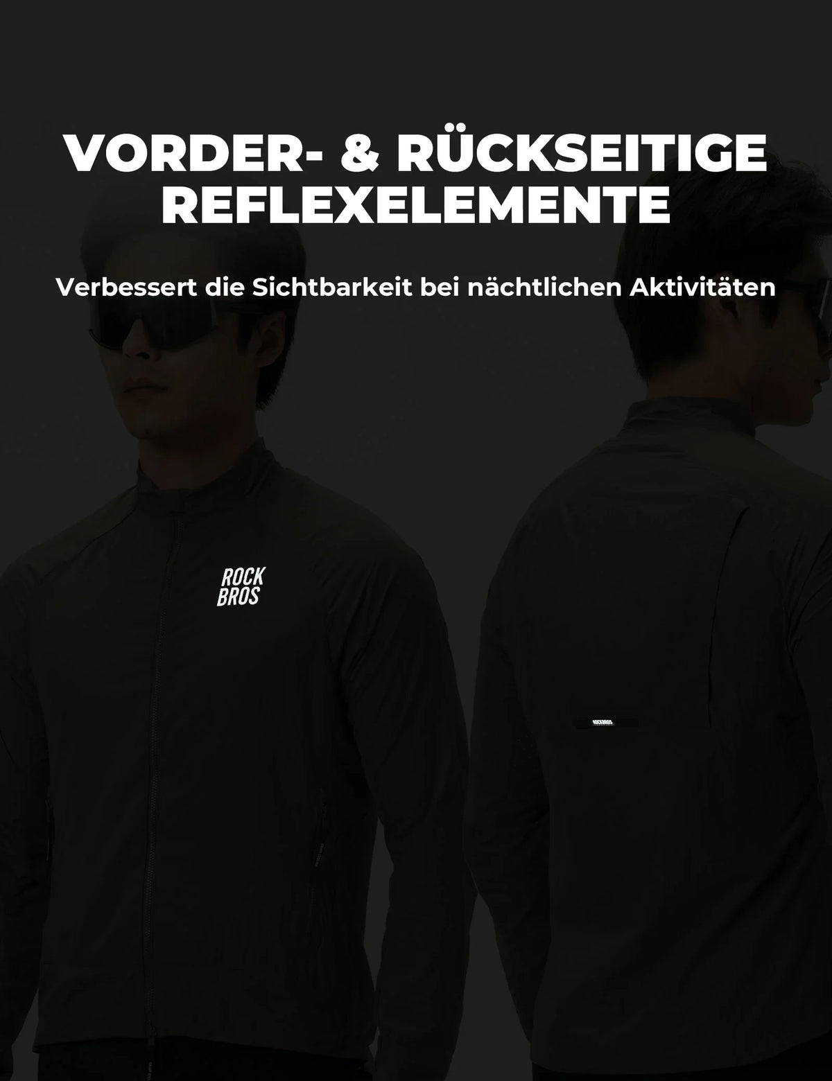 ROCKBROS Winddichte Fahrradjacke, Leichte Atmungsaktive Schnelltrocknende Windbreaker, Faltbare