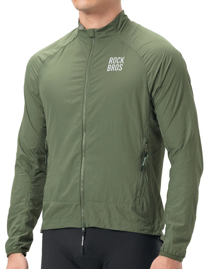 ROCKBROS Winddichte Fahrradjacke, Leichte Atmungsaktive Schnelltrocknende Windbreaker, Faltbare