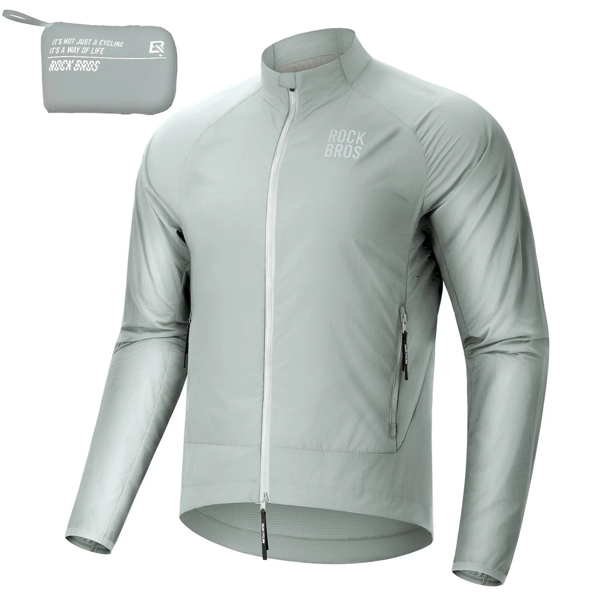 ROCKBROS Winddichte Fahrradjacke, Leichte Atmungsaktive Schnelltrocknende Windbreaker, Faltbare