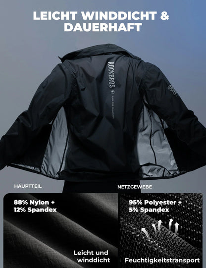 ROCKBROS Winddichte Fahrradjacke, Leichte Atmungsaktive Schnelltrocknende Windbreaker, Faltbare