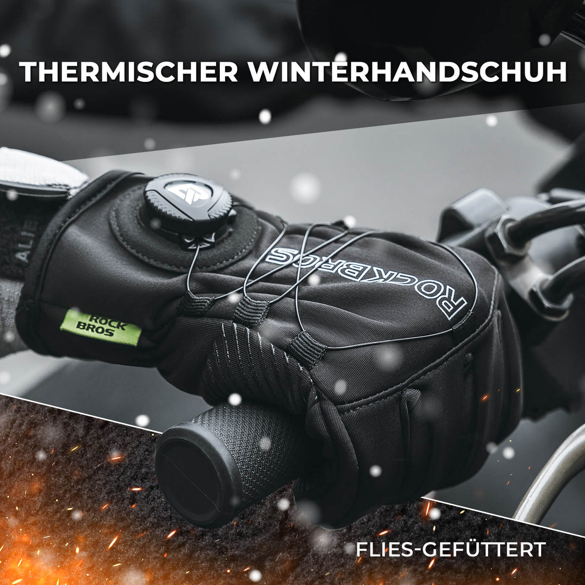 ROCKBROS Winter Fahrradhandschuhe Touchscreen - Thermogefüttert & Reflex