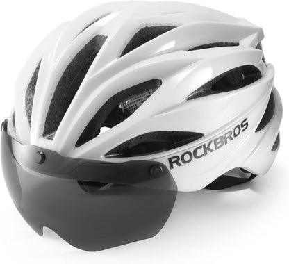 ROCKBROS Fahrradhelm Erwachsene mit Visier Magnetische Abnehmbarer Atmungsaktiv Einstellbare für Damen und Herren 58-62cm