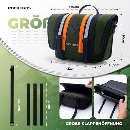 ROCKBROS 2.5L-4L Lenkertasche Front Fahrradtasche Crossbag mit Schultergurt Grün