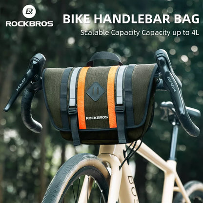 ROCKBROS 2.5L-4L Lenkertasche Front Fahrradtasche Crossbag mit Schultergurt Grün