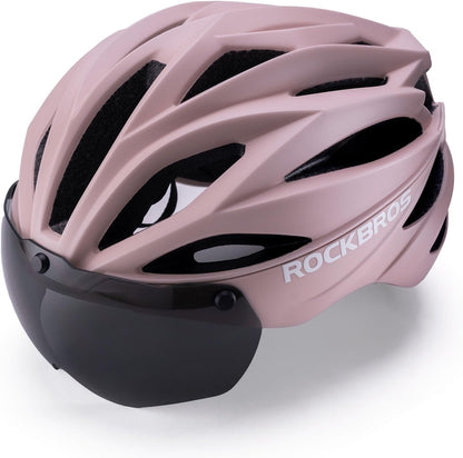 ROCKBROS Fahrradhelm Erwachsene mit Visier Magnetische Abnehmbarer Atmungsaktiv Einstellbare für Damen und Herren 58-62cm