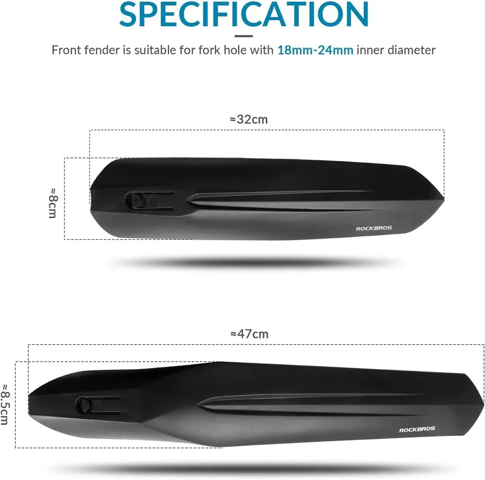 ROCKBROS Fahrrad Schutzblech Set Vorne + Hinten Fahrrad Schutzblech für 22-24''' MTB