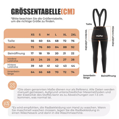 ROCKBROS Radhose Trägerhose Lange Hose Gepolstert MTB Fahrradhose mit Träger