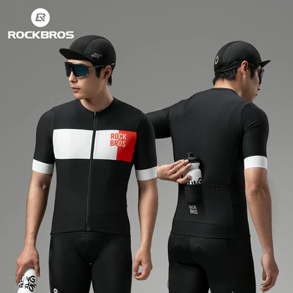 ROCKBROS Herren Radtrikot Kurzarm im Colorblock-Design