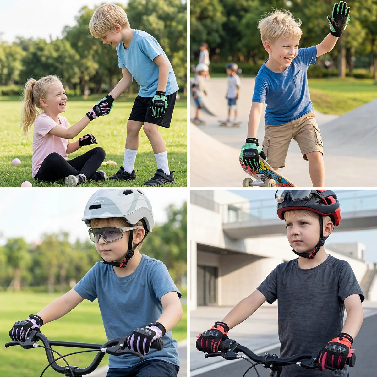 ROCKBROS Kinder Fahrradhandschuhe Ganzfinger mit Hard Shell Schutz