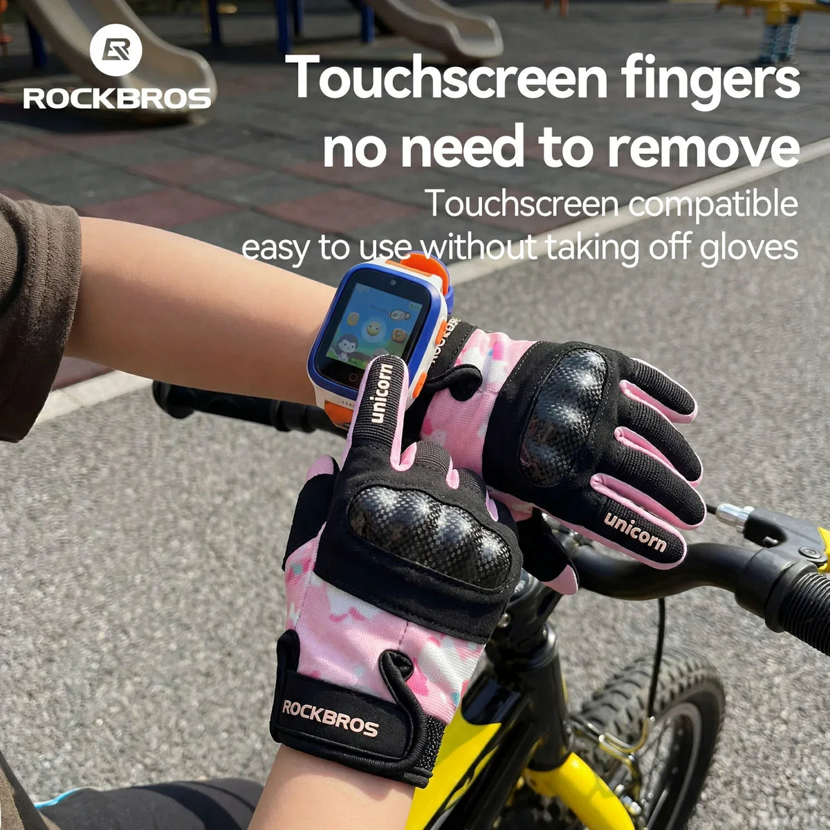 ROCKBROS Kinder Fahrradhandschuhe Ganzfinger mit Hard Shell Schutz