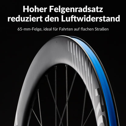 700C Carbon Laufradsatz 65mm Scheibenbremse Steckachse Laufrad Set für Rennrad ROCKBROS
